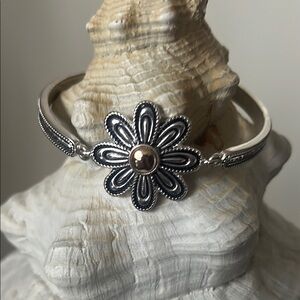 Silver and Gold Floral Bracelet